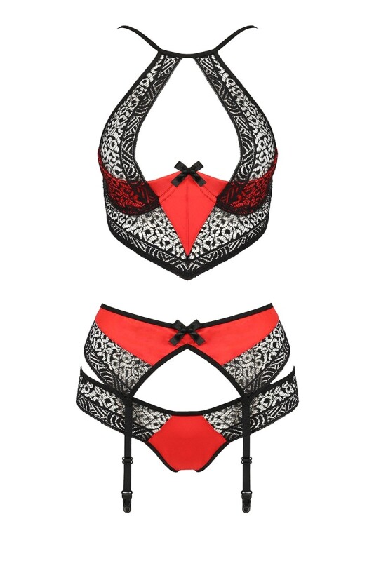 Комплект білизни спокусливий S/M Scarlet Passion, 3 предмети, червоно-чорний - Изображение 2