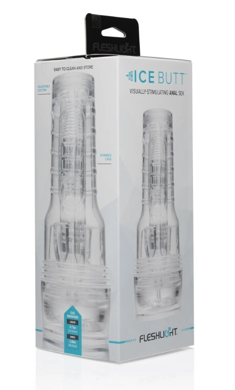Мастурбатор анус у колбі Fleshlight Ice Butt Crystal, кібершкіра, прозорий, 25 х 9 см - Изображение 1