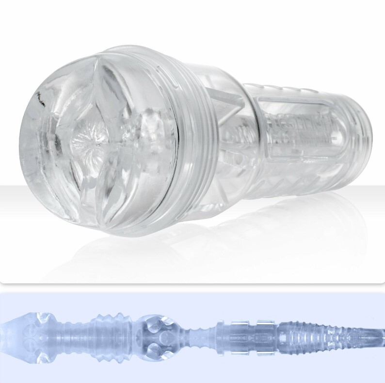 Мастурбатор анус у колбі Fleshlight Ice Butt Crystal, кібершкіра, прозорий, 25 х 9 см - Изображение 2
