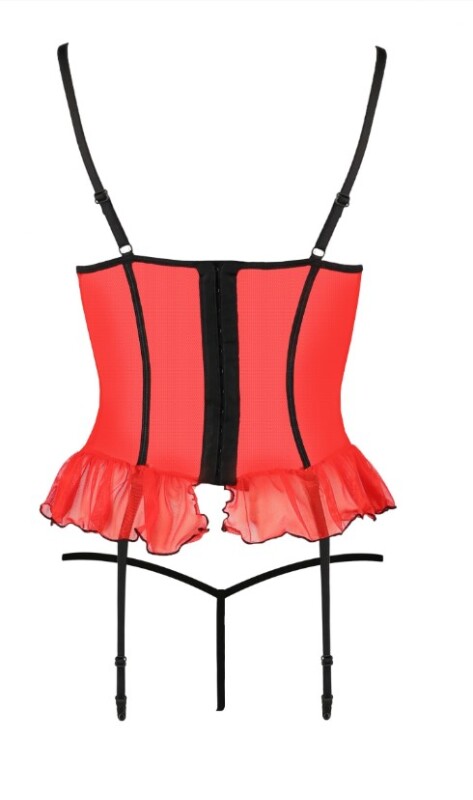 Корсет з відкитим бюстом Passion Cherry, зі стрінгами, червоний, S/M - Зображення 3