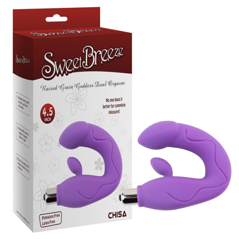 Вібратор для точки G і клітора Chisa SweetBreeze вигнутий, фіолетовий, 25 х 4 см