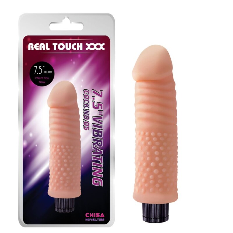 Вібратор реалістичний Chisa Real Touch з рельєфом, бежевий, 18.5 х 4 см
