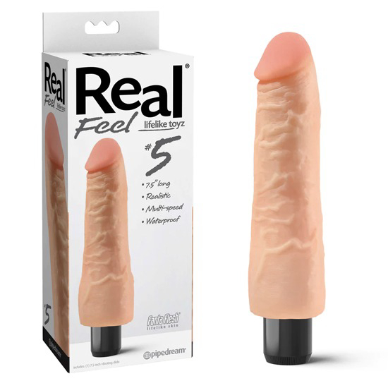 Вібратор з кібершкіри Pipedream Real Feel багатошвидкісний, бежевий, 19 х 3.5 см - Зображення 1