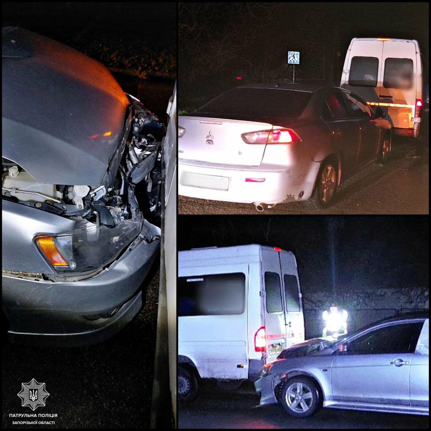 В Запоріжжі легковик врізався в мікроавтобус, який пропускав пішоходів на «зебрі»