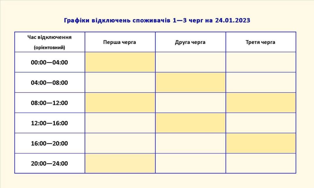 Запоріжжяобленерго попереджає: 24 січня можливе введення додатково аварійних чи екстрених відключень 