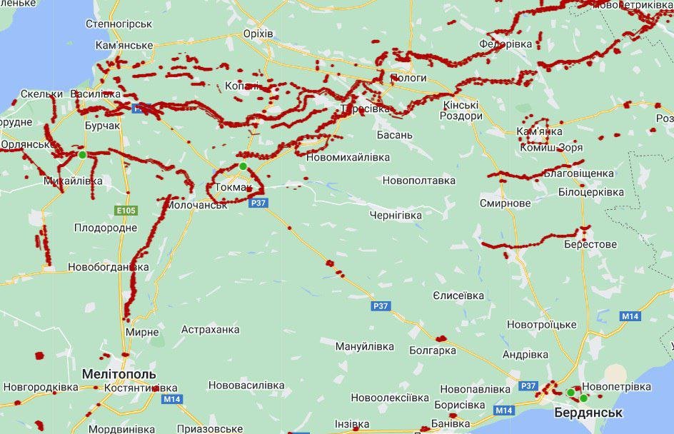 Російська армія розбудовує оборонні споруди навколо захоплених територій Запорізької області 
