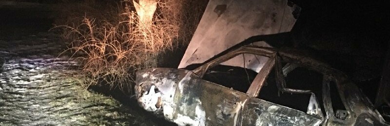 Под Запорожьем ночью сгорел автомобиль, - ФОТОФАКТ